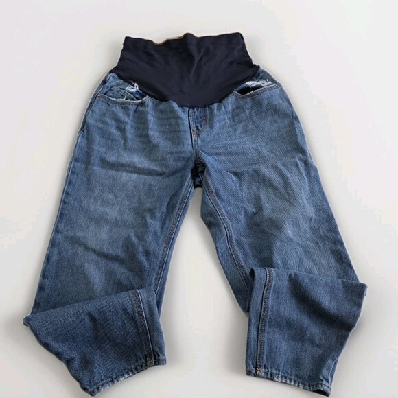 Old Navy Maternity Jean Women 10 / 10L Blue Taper High Rise Cropped Cotton Denim - Picture 12 of 16
